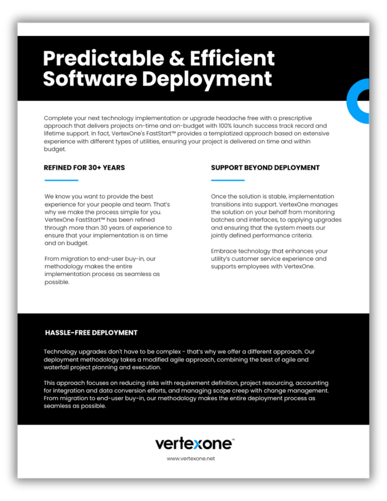 VertexOne Deployment Promise Fact Sheet
